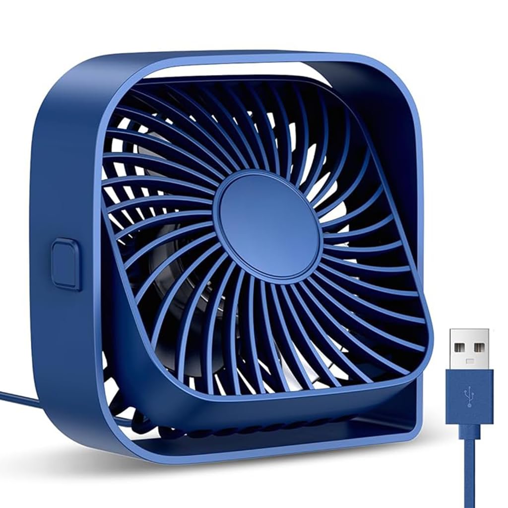 HASTHIP 4.8'' USB Fan, Mini Desk Fan, 3 Speeds and 360° Rotating Head Mini Portable Personal Table Fan for Home Office, Bedroom, Table and Desktop, Ideal for Summer Comfort (Blue) HASTHIP 4.8'' USB Fan, Mini Desk Fan, 3 Speeds and 360° Rotating Head Mini Portable Personal Table Fan for Home Office, Bedroom, Table and Desktop, Ideal for Summer Comfort (Blue)